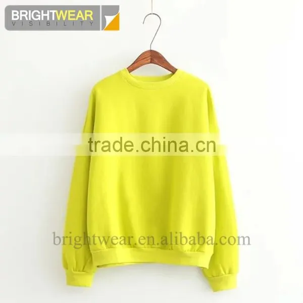 Fleece pullover plain sweatshirt without hood for women