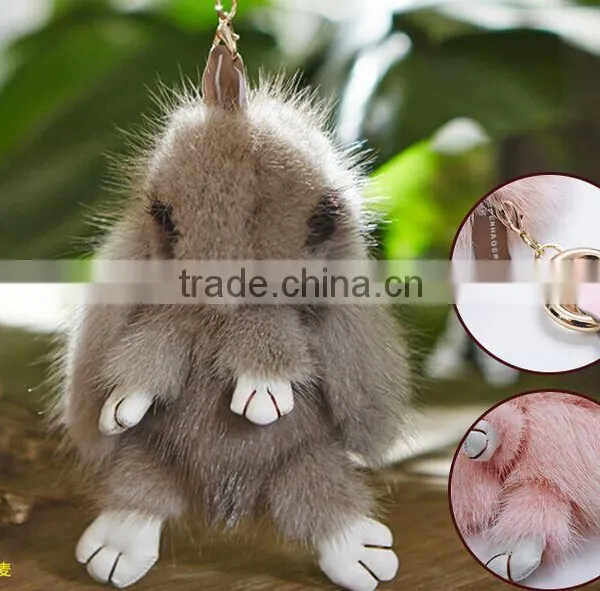 High Quality Mink Fur Rabbit Shape Keychain/mink Fur Keychain photo-6
