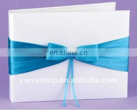 Elegant Blue Satin Knot Design Wedding Guest Book Souvenirs