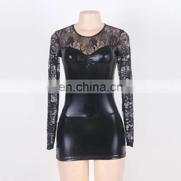 Hot Selling Black Color Sexy Leather Lingerie photo-3