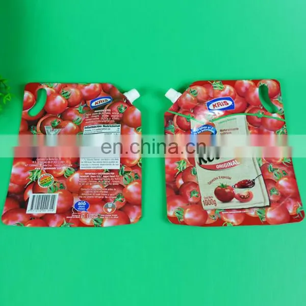 China Factory Wholesale Laminated Aluminum Foil Red Ketchup Liquid Packaging Stand up Spout Pouch photo-3