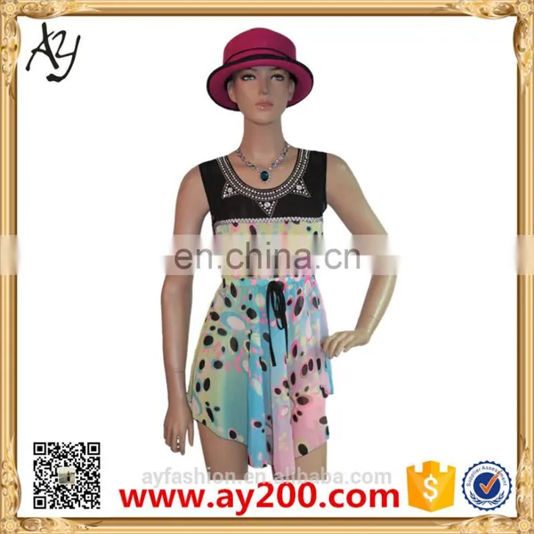 Wholesale Newest Design Dress Rainbow Chiffon Short Dress Print Dress photo-2