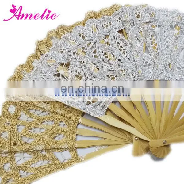 8 Inches Cotton Battenburg Lace Small Lace Fan Wedding Favors Gifts Fan photo-4