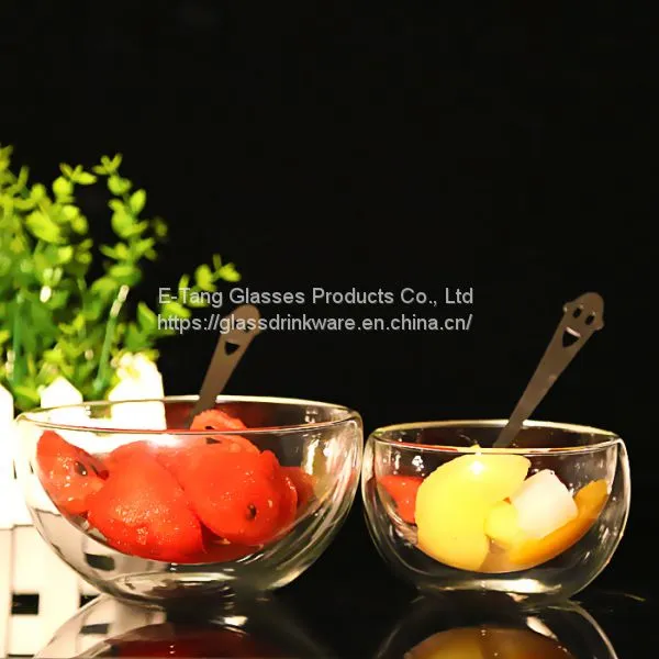 Cheap Handmade Heat Resistant Borosilicate Glass Double Wall Glass Salad Bowls photo-4