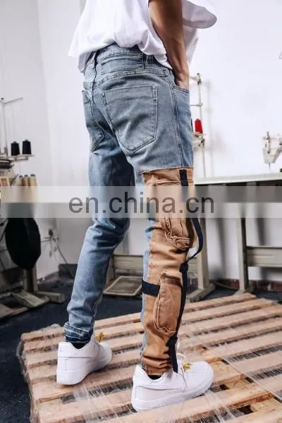 DiZNEW Oem Service High Street Fashion Scratch Denim Mens Cargo Jeans photo-4