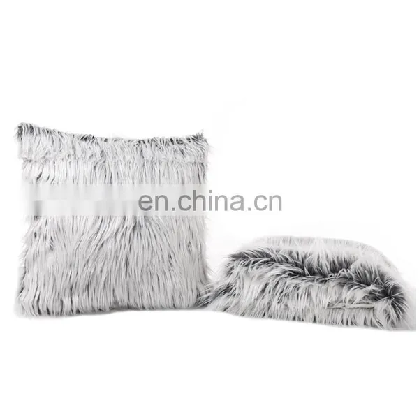 High Quality Grey Peacocks Feather Imitation Faux Fur Throw Pillows Breathable Soft Real Peacock Fur Pillows photo-3