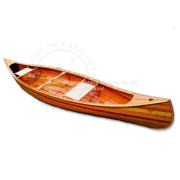 Wooden Cedar Canoe Fishing Kayak Rowing Boat With Paddle