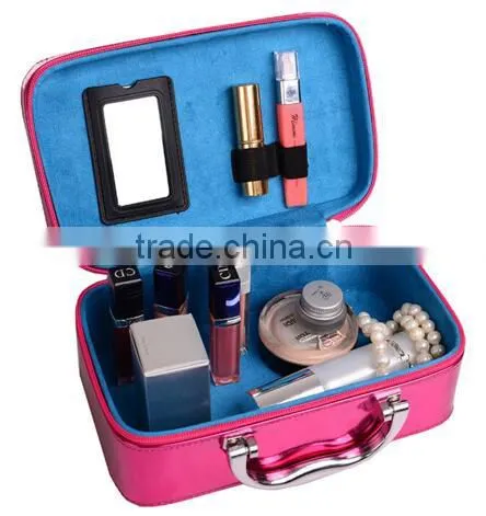 Best Quality Custom Leather Makeup Artist Train Case,women Leather Cosmetic Travel Box photo-3