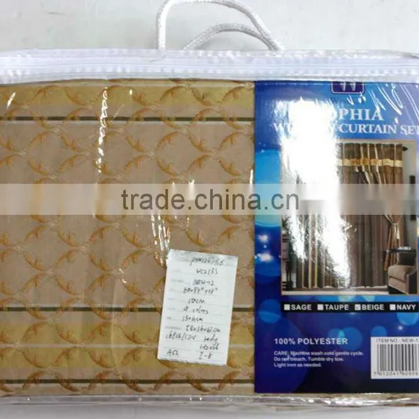 2PCS SOPHIA YARN DYED WINDOW CURTAIN SET WITH TAFFETA BACKING, WITH 2 TASSEL TIE-BACK