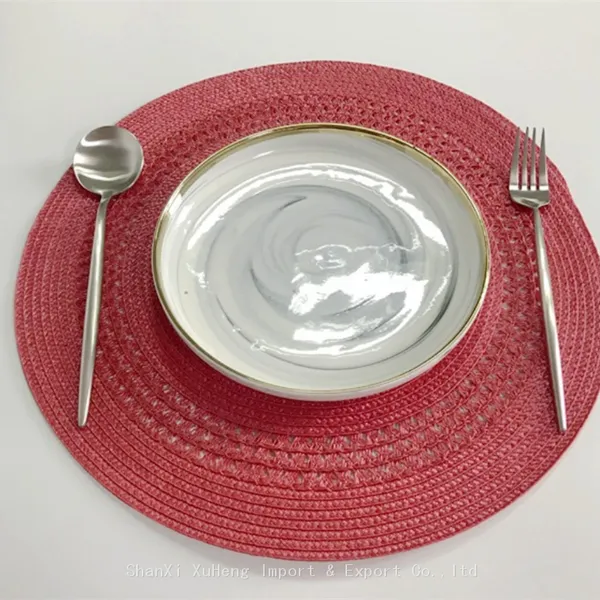 Wholesale 38 cm Gold Colored Round Woven Table Place Mat For Wedding Table Decoration photo-5