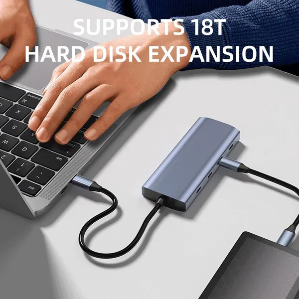 Aluminum 9-in-1 TYPE-C USB3.2 Gen2 HUB Docking Station photo-5