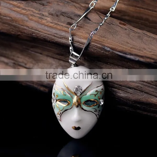 Phantom of the Opera Enamel Famille Rose Porcelain Glazed Pendant Necklace photo-2