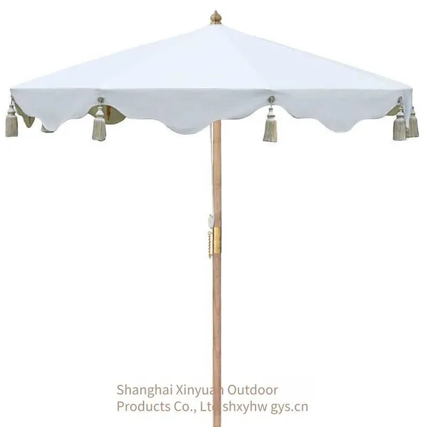Wooden Garden Umbrella With Double Pulleys and Ropes for Swimming Pools, Luxurious and Large Outdoor Umbrella photo-5