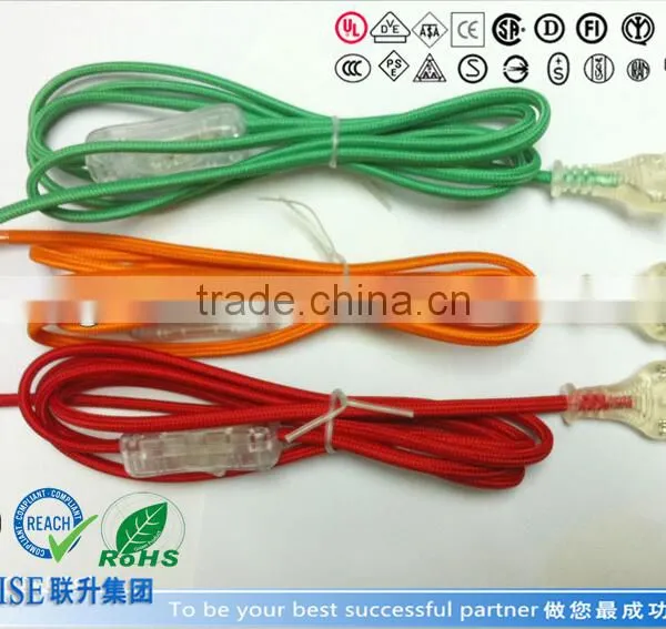 Lamp Cord, Lamp Wire With Textile Braided Cable and Inline Switch