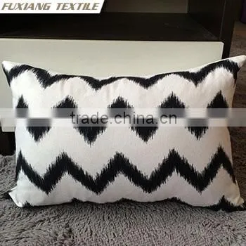 100% Cotton Printed Black and White Brief Style Geometric Cushion photo-3