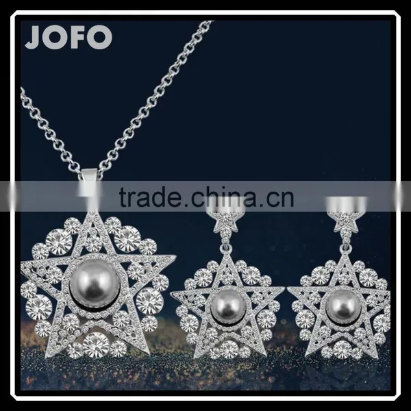 Fashion Jewelry Star Shape Silver Plated Pendant Necklace/Earrings For Women