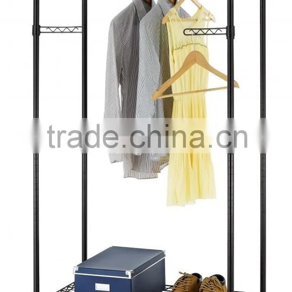 New 2-Tier Rolling Clothing Garment Rack Shelving Wire Shelf Dress G66 photo-2