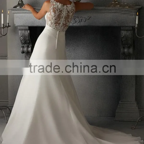 V-neck Sleeveless Wedding Gowns See Through Back Bohemian Style Wedding Dress photo-4