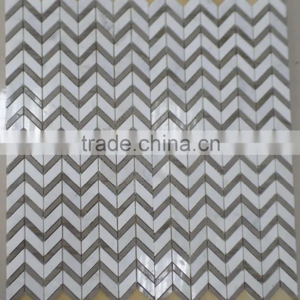 New Herringbone Marble Mosaic Tiles ( Athen White+Pure White Marble) photo-4