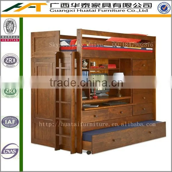 Solid wood bed with stairs,student bed with drawer