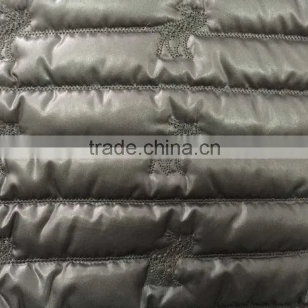 Fashion Polyester Stripe Embroidered Thermal Padded Fabric With Quilting for Down Coats/jacket