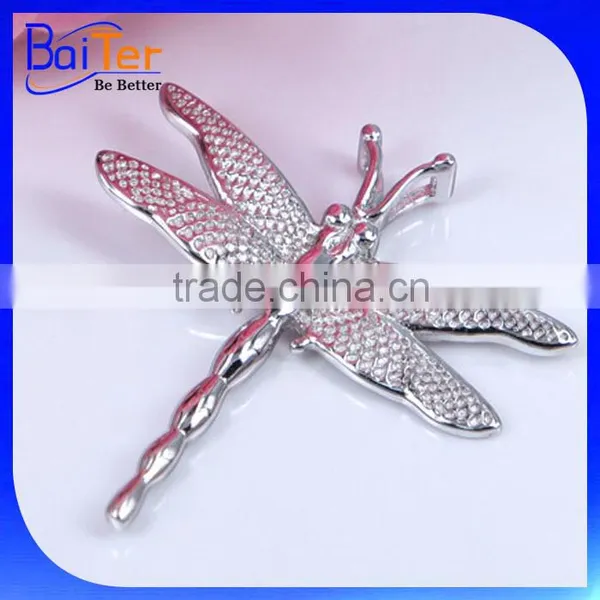 Hot White Gold CZ Paved 925 Sterling Silver Dragonfly Shaped Pendant Necklace photo-2