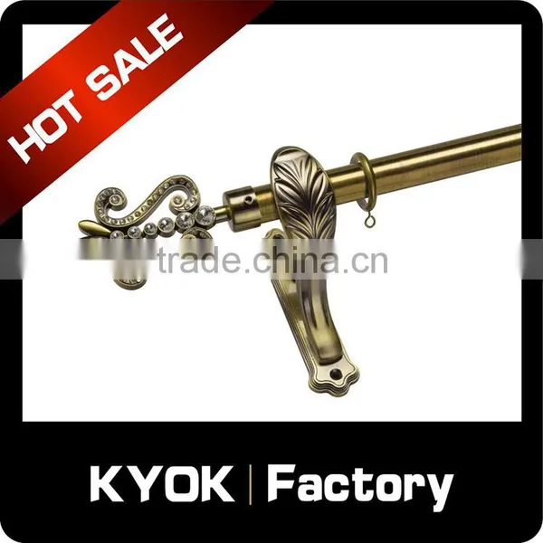 Foshan Experienced Curtain Rod Supplier, Best Sell Antique Bronze Double and Single Curtain Pipe, Aluminum Finials Muslim Style photo-2