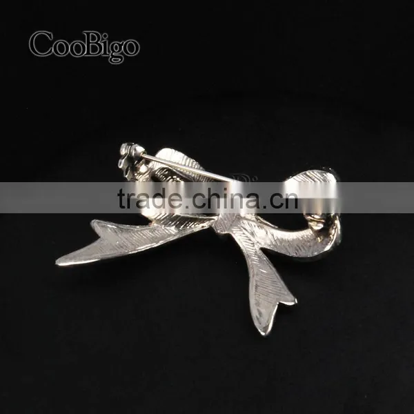 Fashion Jewelry Rhinestone Silver Little Bowknot Brooch Lady Girls Dresses Hijab Scarf Party Gift Apparel Promotion Accessories photo-3