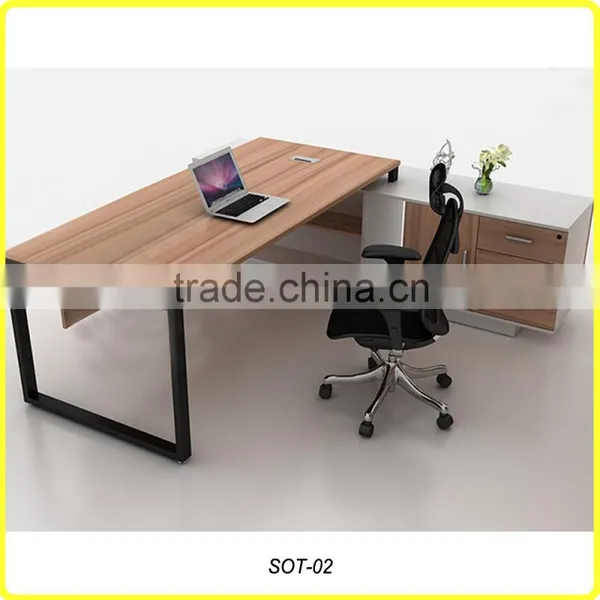 New Style Wooden Office Computer Table With Steel Frame photo-2