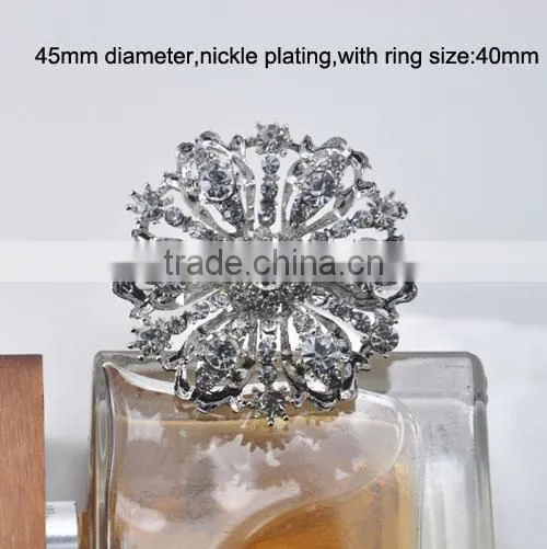 (M0455-ring) 100pcs/lot Elegant Wedding Flower Rhinestone Napkin Rings,45mm Diameter ,with 40mm Ring ,nickle Plating