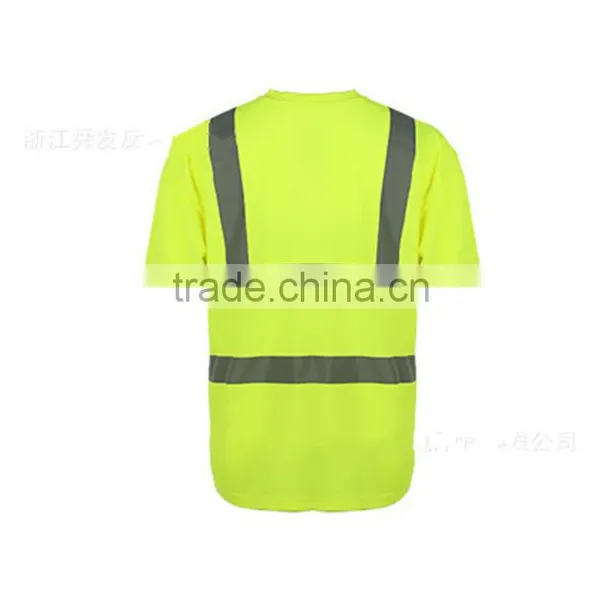 Custom Design Fluorescence Orange Yellow High Visibility Cheap Safety Reflective Uniform T-shirt photo-2
