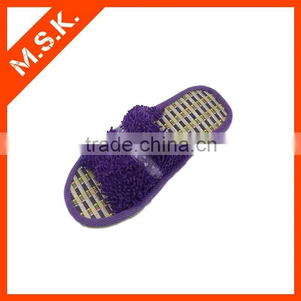 New Design Purple Plush Upper With Bamboo Insole Shoes PVC Slipper