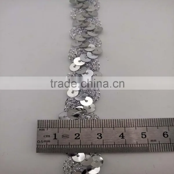 Lampshade Vintage Silvery Lace Embellishment Metallic Loose Silver Sequins Trimming photo-2