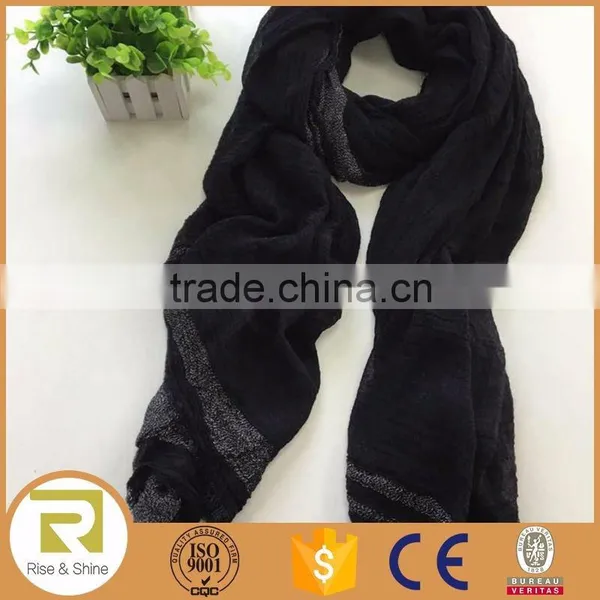 Wholesale 50% Cotton &50%Acrylic Lurex Light Weight Fringed Shawl Scarf