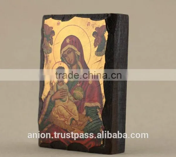 Greek & Russian Orthodox Wooden Icon. Jerusalem Mother of God photo-2