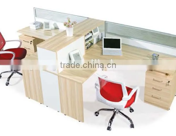 Two Person Office Computer Table Wooden Desk photo-3