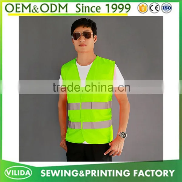 OEM Service Unisex Breathable Adults Jackets Yellow High Visibility Reflective Safety Vest photo-3