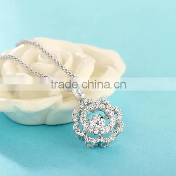 Silver Fashion Jewelry 2016 Dancing Stone Pendant Neckalce Women Jewelry SPG916W photo-3