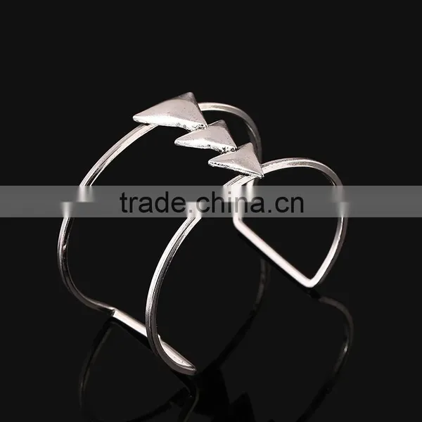 2016 New Gold Silver Triangle Alloy Wide Open Cuff Bangle Bracelet For Women Fashion Jewelry photo-2