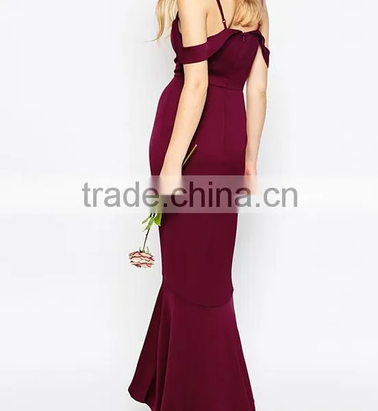 Plain Dye Slim Fit Slip Dress off Shoulder Long Evening Dress photo-4