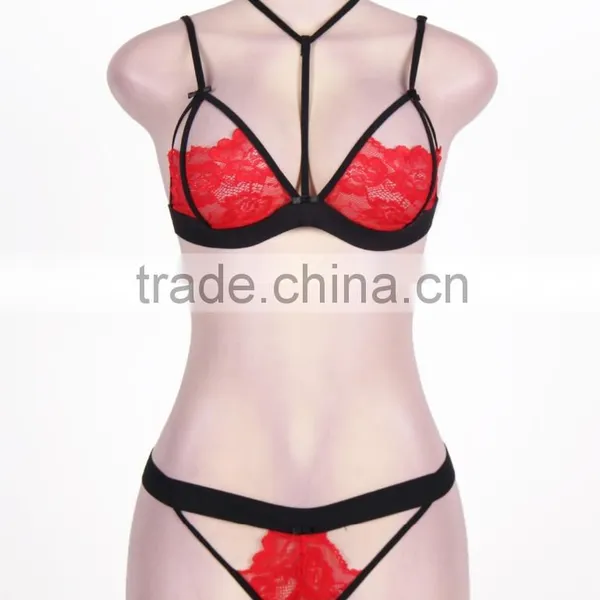 High Quality Black Hot Lace Harness Bralette photo-4