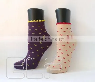 Cotton Heart Print Women Colorful Socks