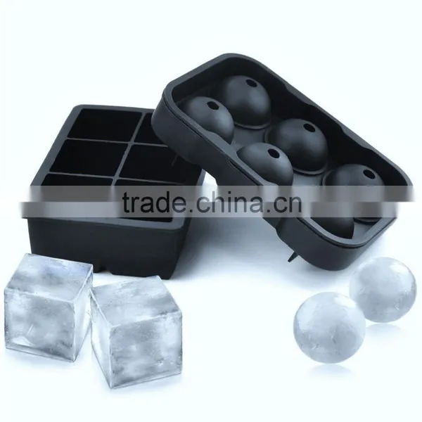 Wholesale FDA Food Grade Bpa Free Big Sphere Cube Homemade 6 Cavity Silicone Ice Cooler Mold