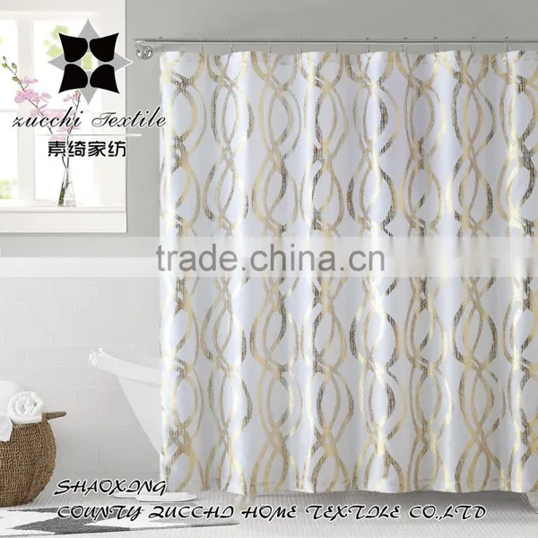 Silver Reinforce Gold Hot Stamping Printing 100% Polyester Bathroom Shower Curtain