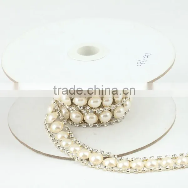 2016 Hot Selling Rhinestone Trim Pearl Rhinestone Chain Trim for Wholesale photo-3