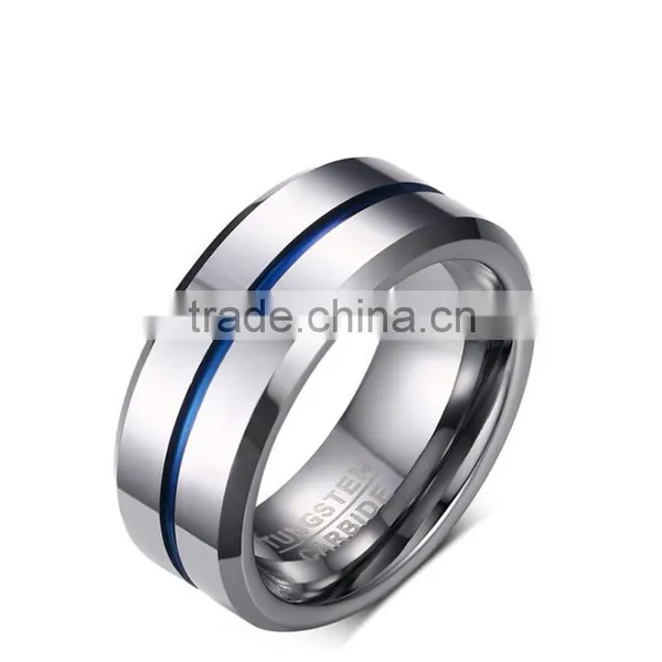 8 mm Two Tone Tungsten Engagement Band Ring photo-6