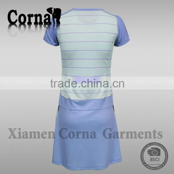 Wholesale High Quality 100% Polyester Women Summer Tennis Sport Knitted One-piece Dress photo-3