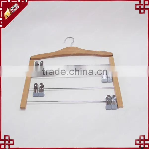 Space-saving 4 Tiers Metal Clips Wooden Skirt Hanger WK5398B photo-4