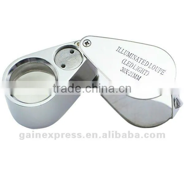 Portable 30x Magnifying Optical Glass LED Light Jeweler Identifier Tool Loupe photo-4