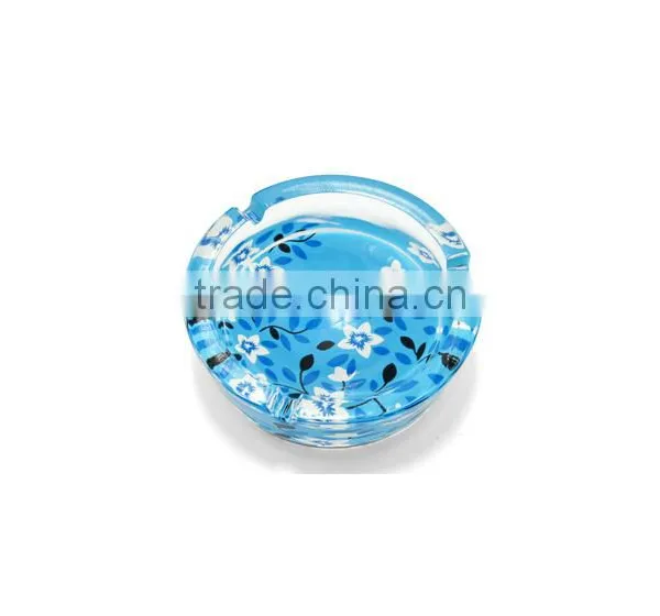 Haonai Custom Printing Round Glass Ashtray With Gift or Color Box Package photo-2